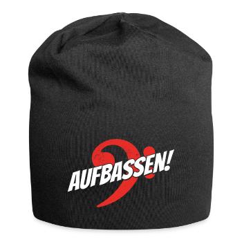 Bassgitarre Lustiger Spruch für Bassist Aufbassen - Jersey-Beanie - Schwarz - Vorne