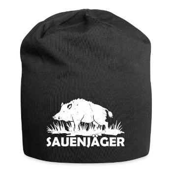 Sauenjäger Wildschwein Wildsau Keiler Jäger - Jersey-Beanie - Schwarz - Vorne