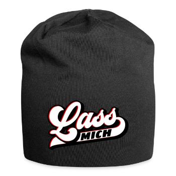 Farben änderbar | Lass mich - Jersey-Beanie - Schwarz - Vorne