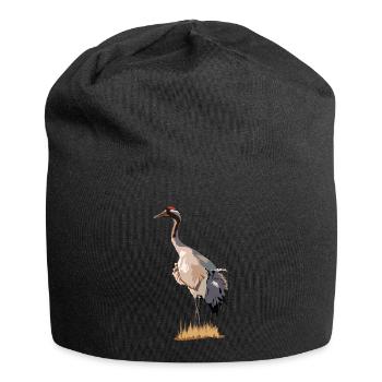 Kranich - Jersey-Beanie - Schwarz - Vorne