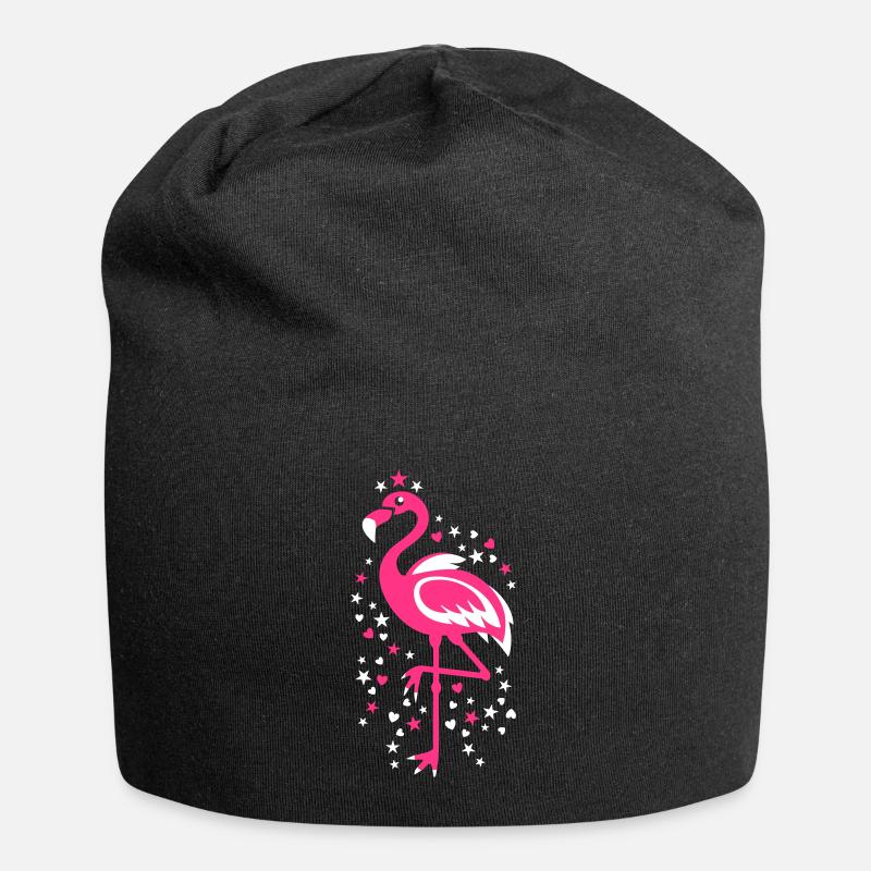 Flamingo Pink Magic Exsotic Bird Star Vogel Sterne - Jersey-Beanie - Schwarz