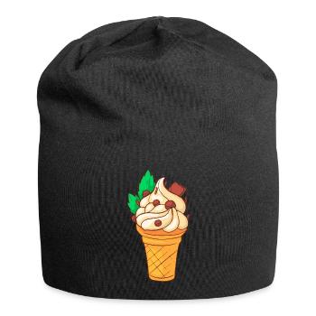 Eis Speiseeis Eiskrem Eiscreme Kugeleis Eisbecher - Jersey-Beanie - Schwarz - Vorne