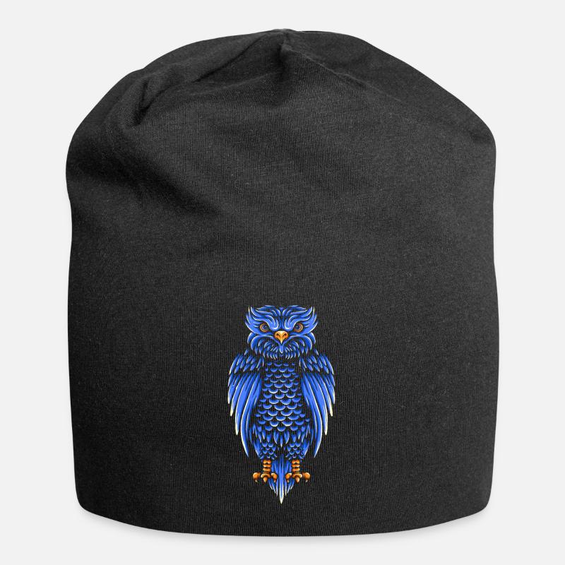 Eule - Jersey-Beanie - Schwarz