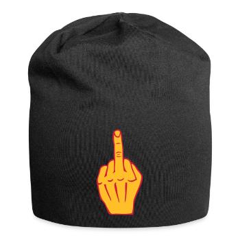 Fick Mittelfinger Beleidigung Provokation - Jersey-Beanie - Schwarz - Vorne