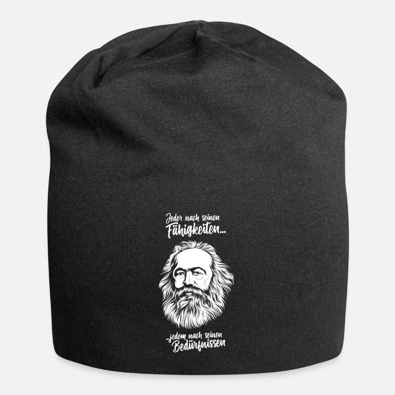 Karl Marx: Tout le monde selon ses capacités ... (blanc) - Bonnet en jersey - noir