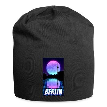 Berlin Skyline Night Moon Nightlife Capital - Jersey Beanie - black - Front