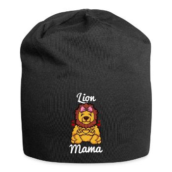 Lion Mama Herz Damen Mädchen Löwen Liebe Löwenmama - Jersey-Beanie - Schwarz - Vorne