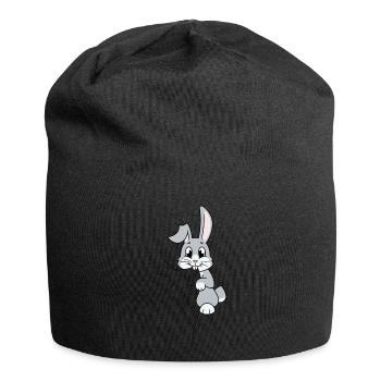Le lapin mange du tissu - Bonnet en jersey - noir - Devant