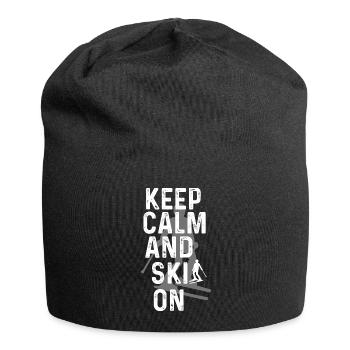 Bleiben Sie Ruhig Und Ski Auf - Skifahrer - Jersey-Beanie - Schwarz - Vorne