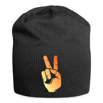 peace peace symbol sign finger hand sign - Jersey Beanie - black - Front
