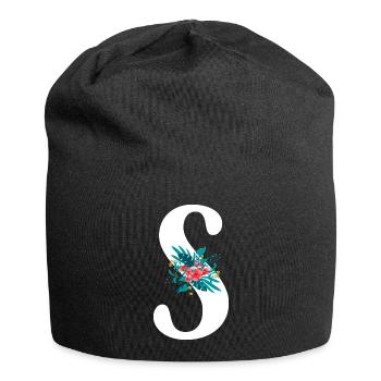 lettre S fleuris - Bonnet en jersey - noir - Devant