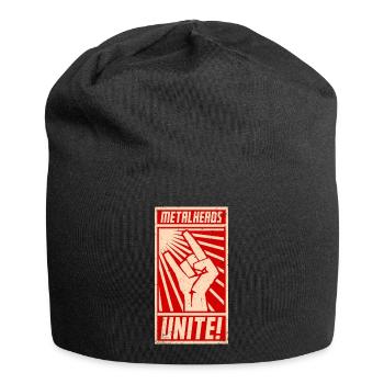 Metalheads, Unite! | Propaganda-Plakat-Stil - Jersey-Beanie - Schwarz - Vorne