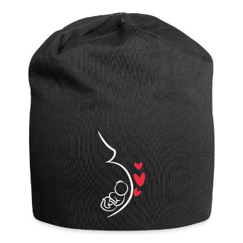 Baby Bump Mom Baby Pregnant Heart Pregnancy - Jersey Beanie - black - Front