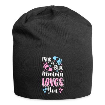 Babybauch Mutter Mama - Jersey-Beanie - Schwarz - Vorne