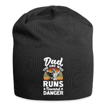 Papa celui qui court vers le danger Pompiers - Bonnet en jersey - noir - Devant