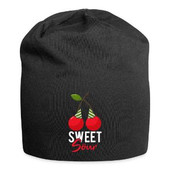 Sour cherries twin siblings design - Bonnet en jersey - noir - Devant