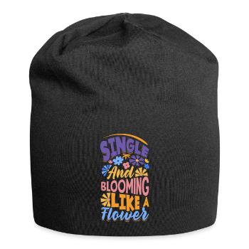 Célibataire et épanoui comme une fleur - Bonnet en jersey - noir - Devant