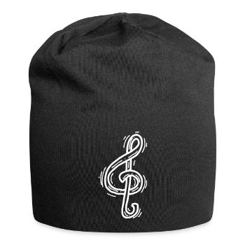 Fröhliche Musiknote - Jersey-Beanie - Schwarz - Vorne