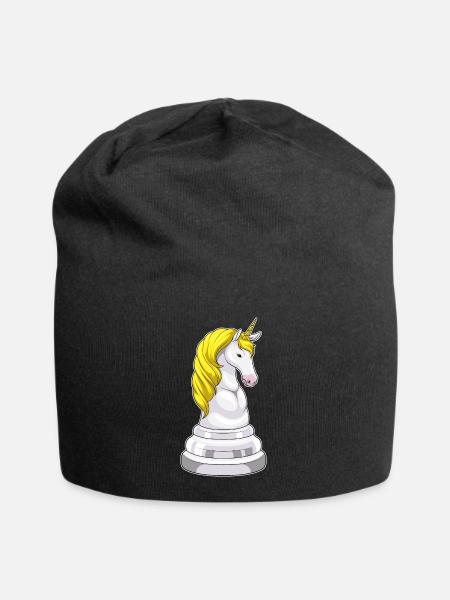 Einhorn Schachfigur Springer Schach - Jersey-Beanie - Schwarz