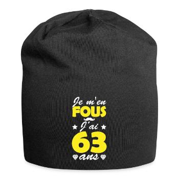 je m en fous j ai 63 ans / cadeau anniversaire 63 - Bonnet en jersey - noir - Devant