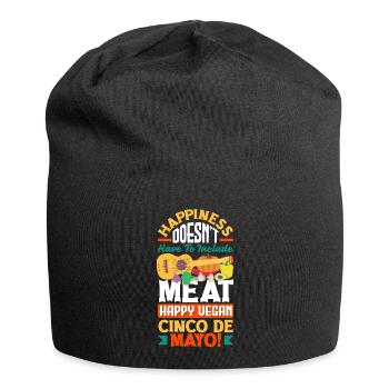 Happiness doesn't have to include meat Vegan - Jersey-Beanie - Schwarz - Vorne