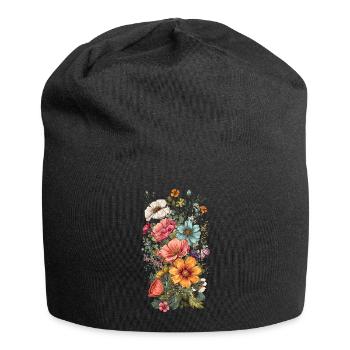 Wunderschönes Boho Blumen Herbarium Bouquet - Jersey-Beanie - Schwarz - Vorne