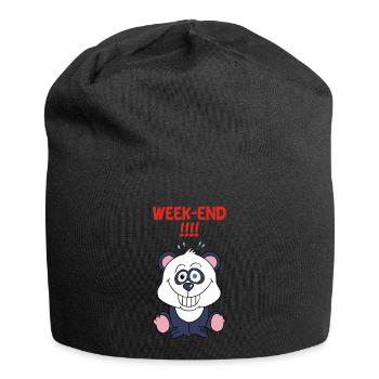 Panda am Wochenende - Jersey-Beanie - Schwarz - Vorne