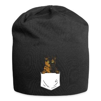 Schildpatt Katze Tortoiseshell Cat Tortie - Jersey-Beanie - Schwarz - Vorne