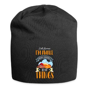 Schlafen Faul - Jersey-Beanie - Schwarz - Vorne