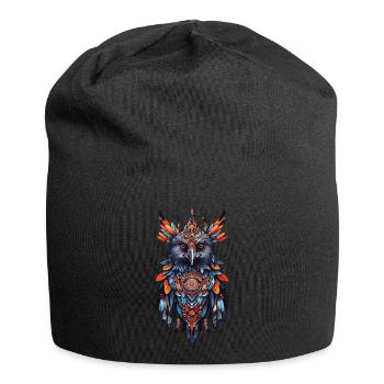 Raven Bohemian Feather & Magic Spirit Bird Design - Bonnet en jersey - noir - Devant