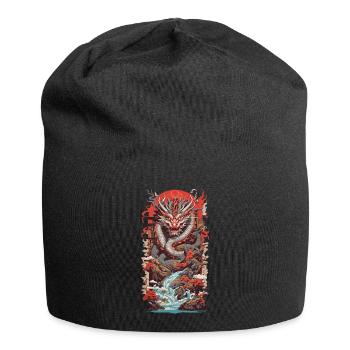 Asiatischer Drache Ukiyo-E Drachen Kunst Design - Jersey-Beanie - Schwarz - Vorne