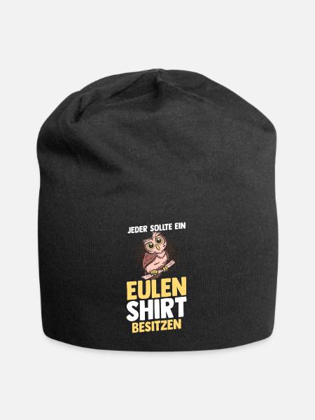 Eulen - Jersey-Beanie - Schwarz
