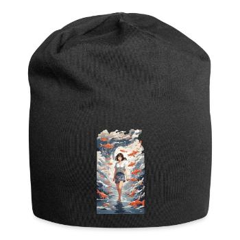 Anime Vaporwave Tokyo Océan Poisson Mer Design - Bonnet en jersey - noir - Devant