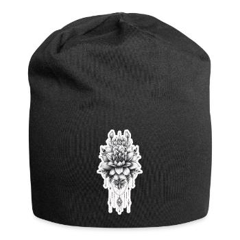 Large Magnificent Flower with Tribal - Jersey Beanie - black - Front
