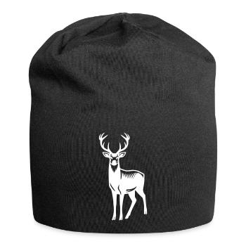 Hirsch Geweih 2 Symbol Wappen Piktogramm Vektor - Jersey-Beanie - Schwarz - Vorne