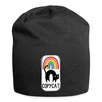 Regenbogen-Katze! - Jersey-Beanie - Schwarz - Vorne