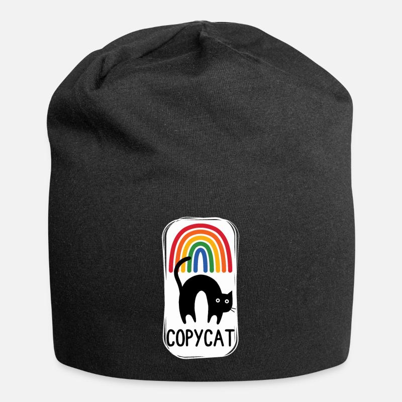 Regenbogen-Katze! - Jersey-Beanie - Schwarz