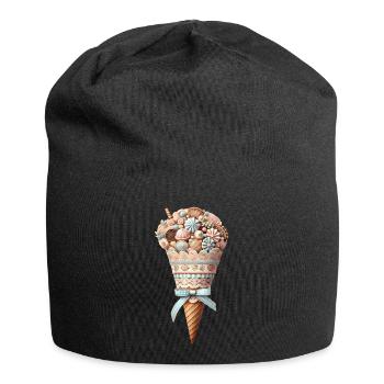 Un cornet de glace rempli de délices sucrés - Bonnet en jersey - noir - Devant