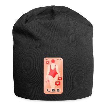 Handy Frau Smartphone Geschenk - Jersey-Beanie - Schwarz - Vorne