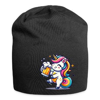 Cute Unicorn Drinking Beer - Jersey-Beanie - Schwarz - Vorne