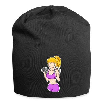 Fitness Frau Hanteln - Jersey-Beanie - Schwarz - Vorne