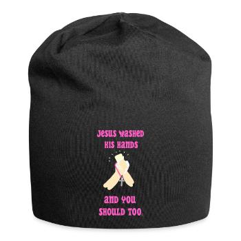 Jesus Washed His Hands in pink version - Jersey Beanie - black - Front