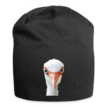 Reiher Vogel - Jersey-Beanie - Schwarz - Vorne