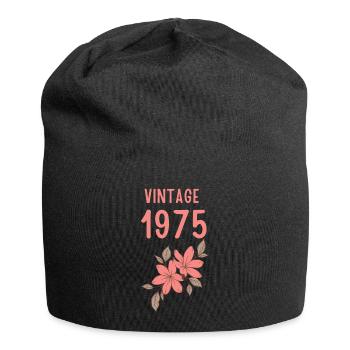 Vintage 1975 pastel floral design - Jersey Beanie - black - Front