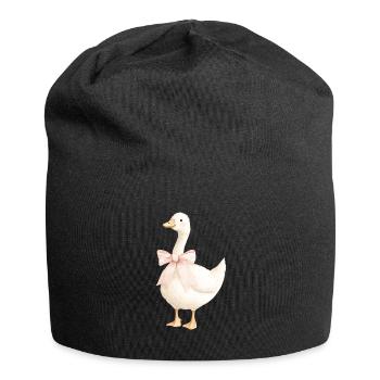 Duck with pink bow - Jersey Beanie - black - Front