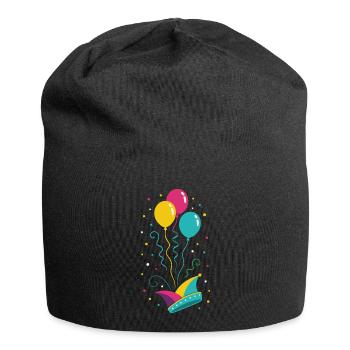 Karneval Narrenkappe mit Ballons & Konfetti - Jersey-Beanie - Schwarz - Vorne
