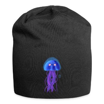 Méduses souriantes en bleu de mer - Bonnet en jersey - noir - Devant