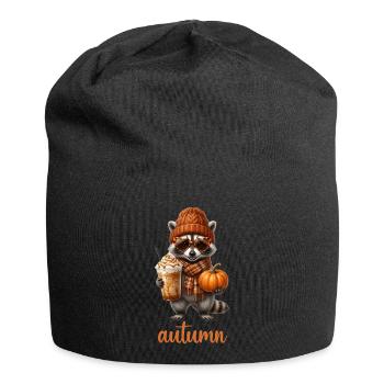 Cozy Autumn Raccoon - Jersey Beanie - black - Front
