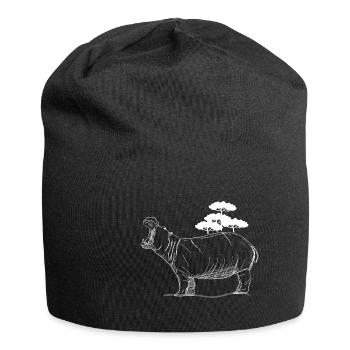 Silhouette Hippopotamus In Forests - Jersey-Beanie - Schwarz - Vorne
