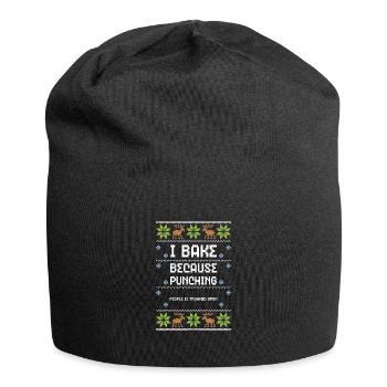 I Bake Because Punching People I... - Jersey Beanie - black - Front